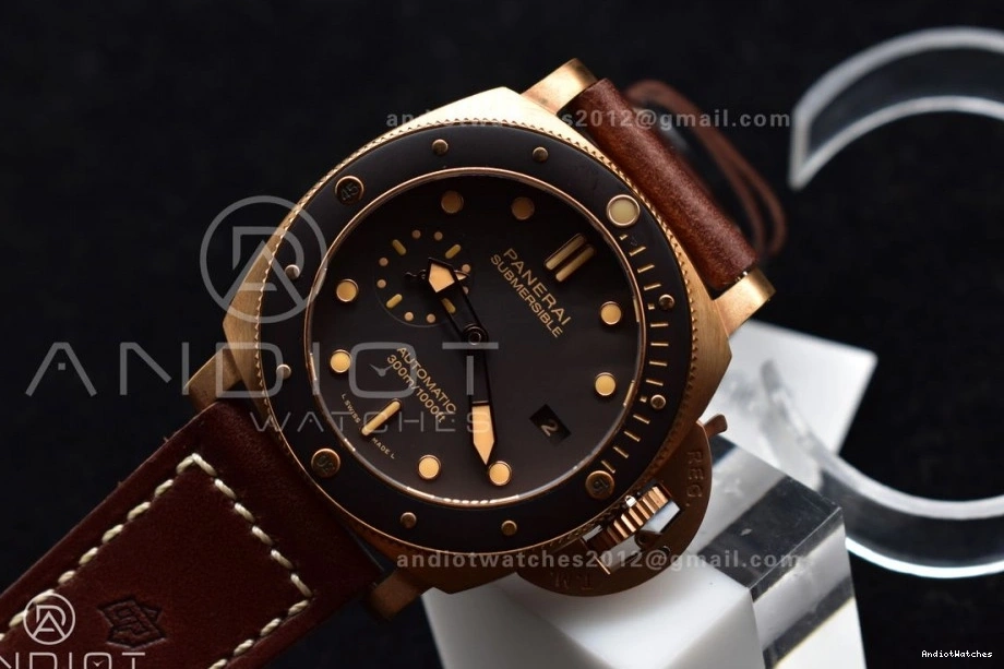 1:1 on VSF SunProtective PAM968 Strap and Brown Clone Calfskin P.9010 Dial Bezel Edition V Best Ceramic 995 Brown Bronzo 0415
